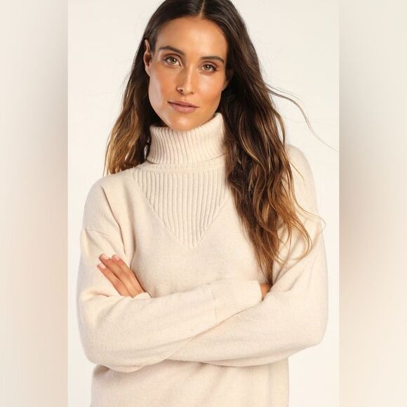 COPY - Lulu’s Cream Sweater Dress - Picture 3 of 5